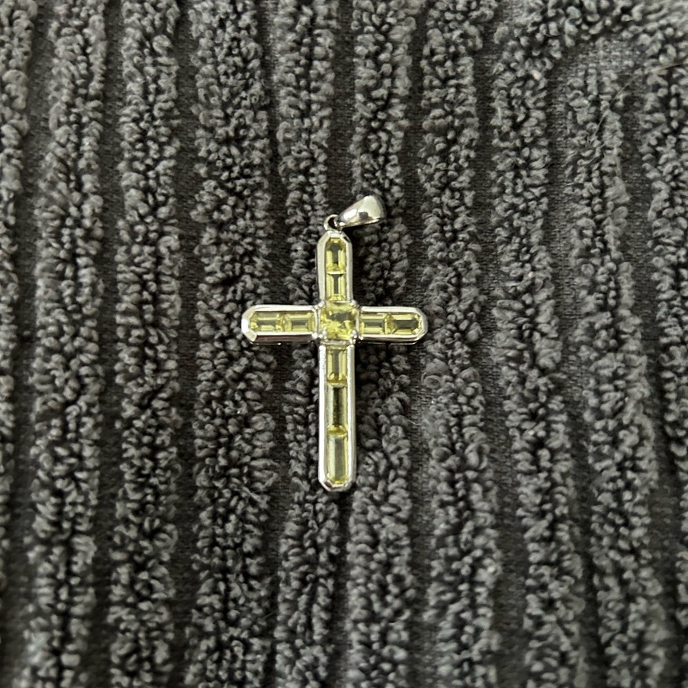 Sterling silver and citrine cross pendant
